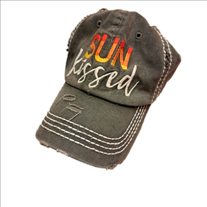 🌟 Distressed Vintage Ball Cap Adjustable Velcro "Sun Kissed" 🌟